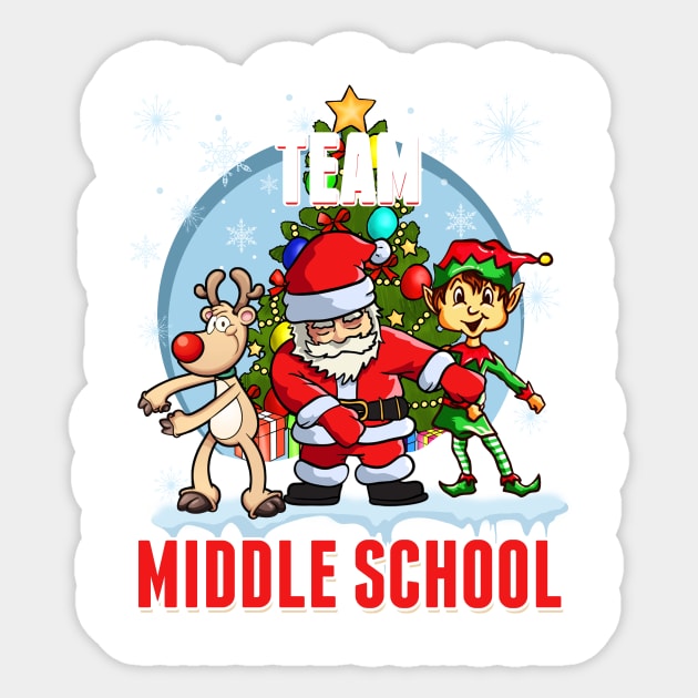 Team Middle School Santa Elf Reindeer Flossing Kid Christmas Sticker by johnbbmerch